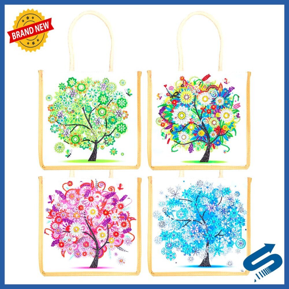 Boho Diamond Painting Tote Bags DIY Art Kits Reusable Canvas Shoulder Bags